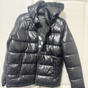 Michael Kors Black Hoodie Puffer Coat — Size Small